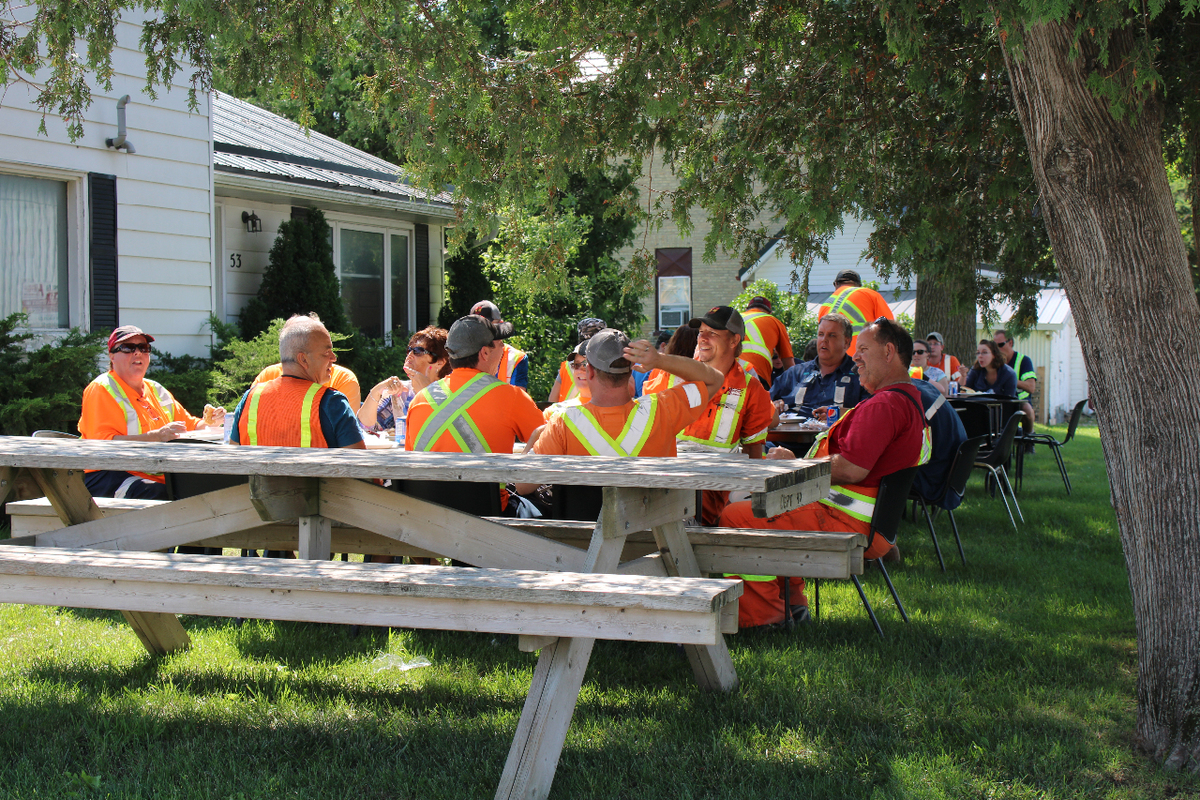 Hensall Co-op staff at picnic table